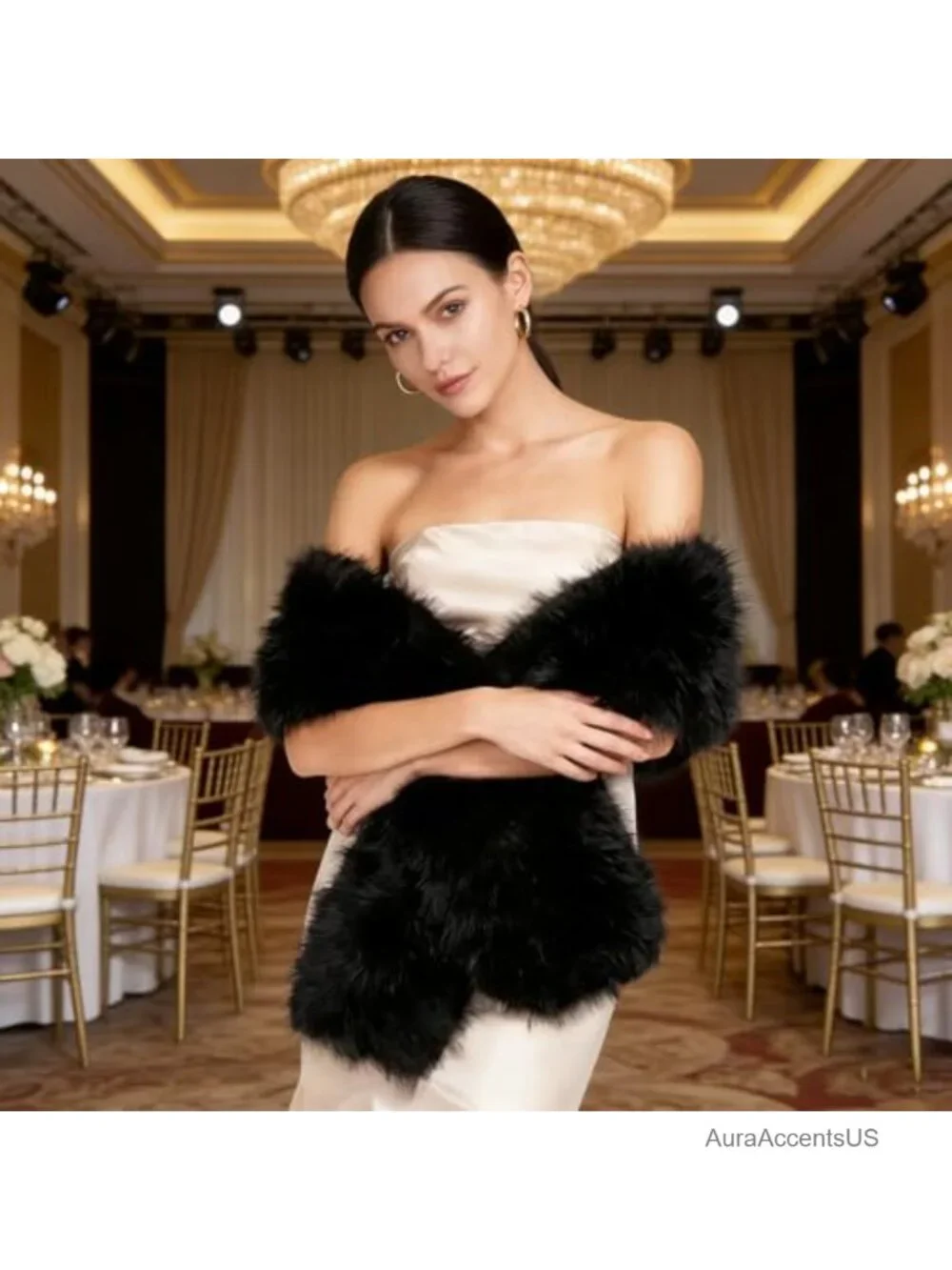 Faux Fur Collar Scarf Wrap Winter Neck Warmer Fluffy Shawl Stole